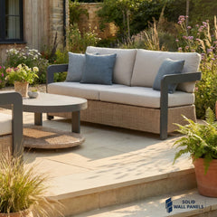 Selene 5-Seater Luxury Lounge Set – Onyx Aluminium Garden Sofa Set with Woven Base & Sintered Stone Coffee Table