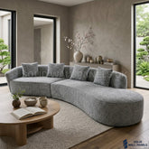 Siena Grey Bouclé 5 Seater Curved Sofa – RH/LH Configuration | Modern Sectional Design