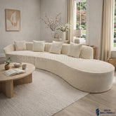 Siena Ivory Bouclé 5 Seater Curved Sofa – LH/RH Configuration | Modern Luxury Design