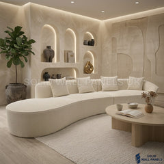 Siena Ivory Bouclé 5 Seater Curved Sofa – LH/RH Configuration | Modern Luxury Design