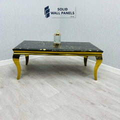 Sofia Black & Gold Marble Dining Table – Round & Rectangle Sizes