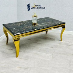 Sofia Black & Gold Marble Dining Table – Round & Rectangle Sizes