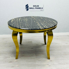 Sofia Black & Gold Marble Dining Table – Round & Rectangle Sizes