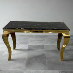 Sofia Black & Gold Marble Console Table – 120cm Luxury Design