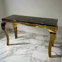 Sofia Black & Gold Marble Console Table – 120cm Luxury Design