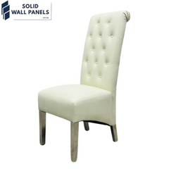 Sofia PU Leather High Back Dining Chairs – Set of 2 (Grey, Cream)