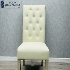 Sofia PU Leather High Back Dining Chairs – Set of 2 (Grey, Cream)