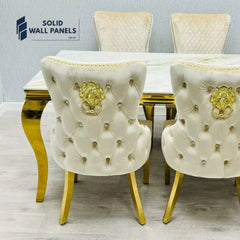 Sofia Cream & Gold Marble Dining Table – Round & Rectangle Sizes