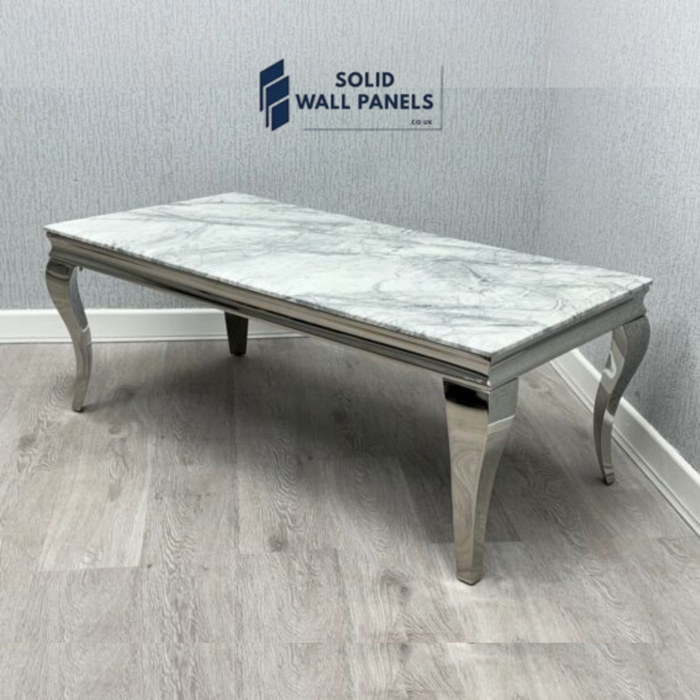 Sofia Grey Marble Coffee Table – Silver Frame