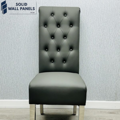 Sofia PU Leather High Back Dining Chairs – Set of 2 (Grey, Cream)