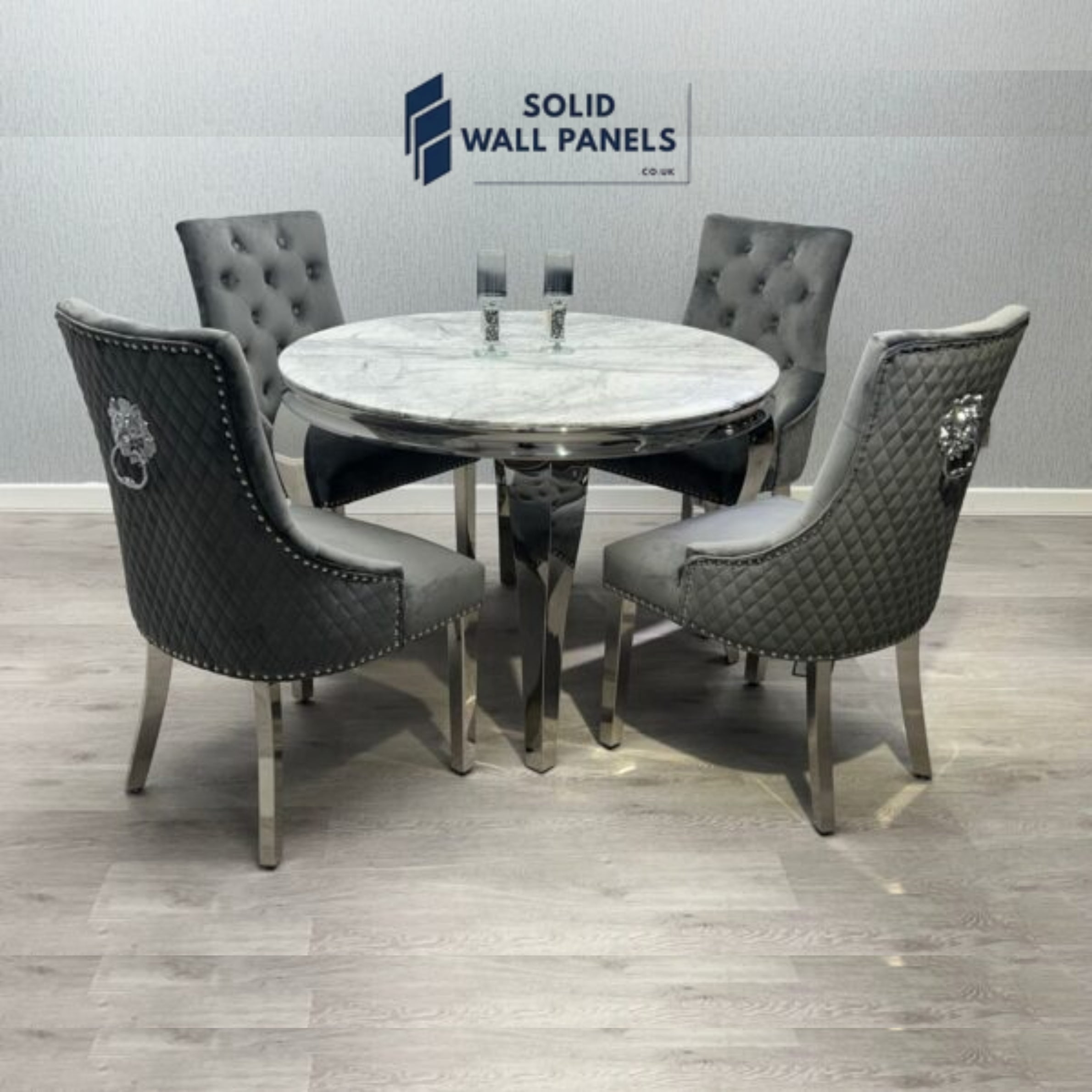 Sofia Grey & Silver Marble Dining Table – Round & Rectangle Sizes