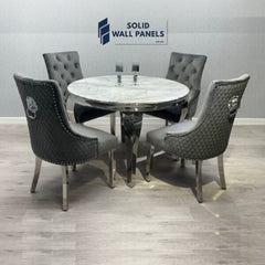 Sofia Grey & Silver Marble Dining Table – Round & Rectangle Sizes