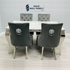 Sofia Grey & Silver Marble Dining Table – Round & Rectangle Sizes