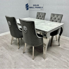 Sofia Grey & Silver Marble Dining Table – Round & Rectangle Sizes