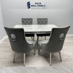 Sofia Grey & Silver Marble Dining Table – Round & Rectangle Sizes