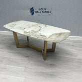 Sorrento Oval Ceramic Coffee Table – Cream Top with Gold Frame