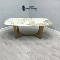 Sorrento Oval Ceramic Coffee Table – Cream Top with Gold Frame