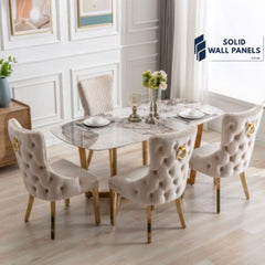 Sorrento Oval Ceramic Dining Table – Gold & Cream (150cm / 180cm)