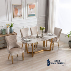 Sorrento Oval Ceramic Dining Table – Gold & Cream (150cm / 180cm)