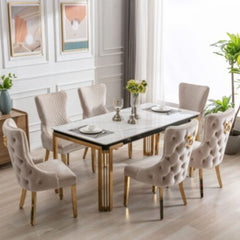 Sorrento Rectangle Ceramic Dining Table – Gold Frame with Cream Top