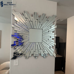 Square Star Burst Mirror – Geometric Design | Luxury Wall Decor | Solid Wall Panels