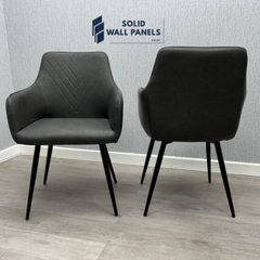 Modern Design Stanford Grey PU leather & Black Legs Dining Chair