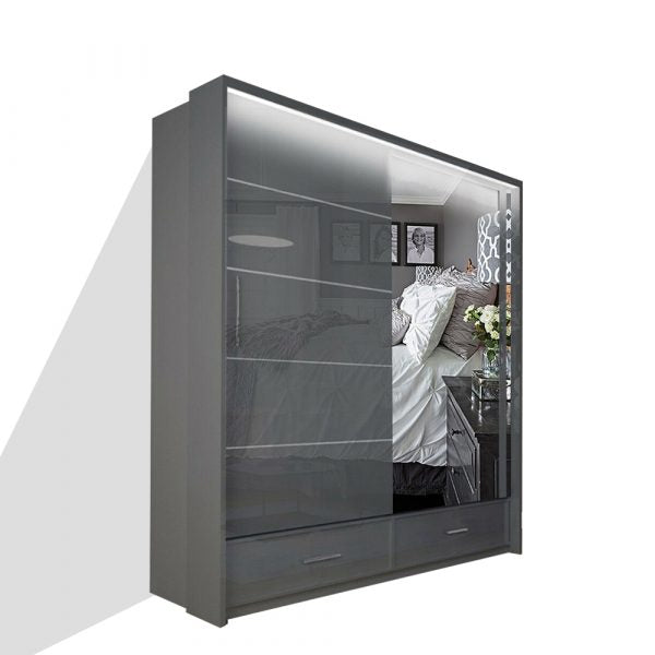 SYCYLIA 150cm Sliding Wardrobe with Mirror Door – Fast UK Delivery