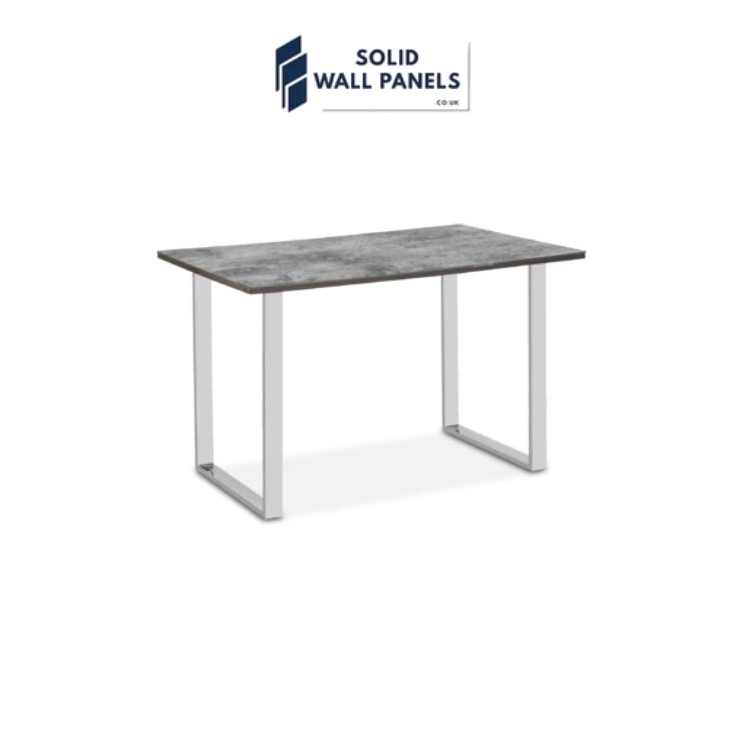 Tokyo Grey Stone Effect Glass Dining Table – Chrome Base 120cm