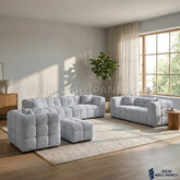 Tribeca Bubble Bouclé Sofa – Oatmeal Beige | 4 Seater, 3 Seater, Armchair & Footstool