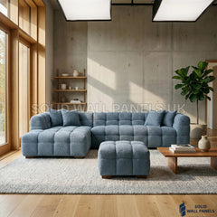 Tribeca Bubble Corner Sofa RHF / LHF & Matching Footstool – Iron Grey Bouclé | Modern Chesterfield Design
