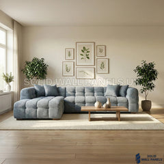 Tribeca Bubble Corner Sofa RHF / LHF & Matching Footstool – Iron Grey Bouclé | Modern Chesterfield Design