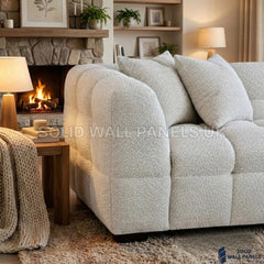 Tribeca Bubble Right Hand Facing Corner Sofa – Oatmeal Beige Bouclé | Modern Chesterfield Design