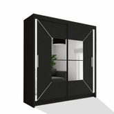 Nicole Black Wardrobe with Sliding & Mirror Door | Fast UK Delivery