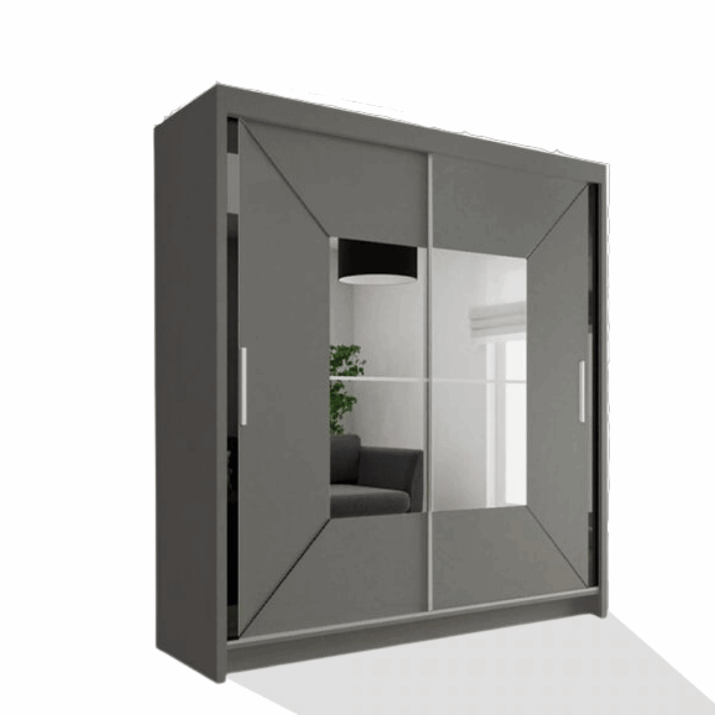 Nicole Grey Wardrobe with Sliding & Mirror Door | Fast UK Delivery