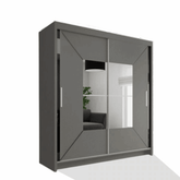 Nicole Grey Wardrobe with Sliding & Mirror Door | Fast UK Delivery