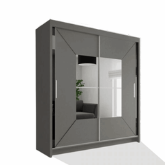 Nicole Grey Wardrobe with Sliding & Mirror Door | Fast UK Delivery