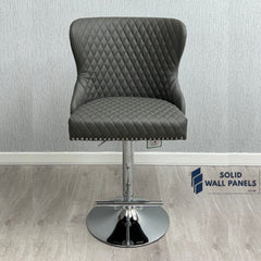 Premium Valentino Grey PU Leather Bar Stool – Luxury Modern Design