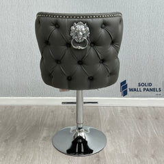 Premium Valentino Grey PU Leather Bar Stool – Luxury Modern Design