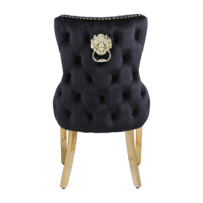 Victoria Velvet Lion Knocker Dining Chairs – Set of 2 (6 Colours Available)