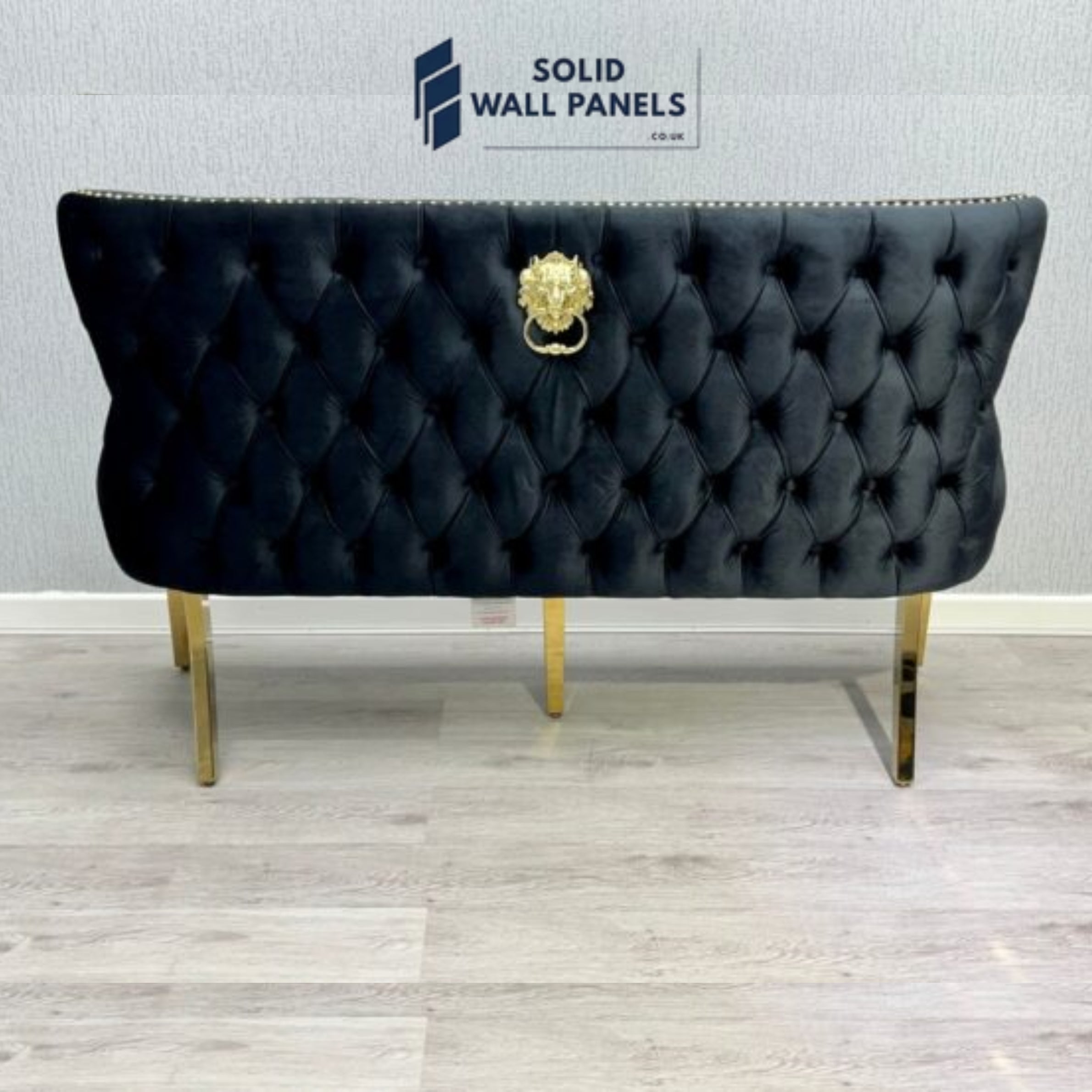 Victoria Luxury Bench – Premium Velvet with Gold | Solid Wall Panels