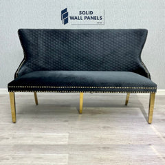 Victoria Luxury Bench – Premium Velvet with Gold | Solid Wall Panels