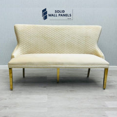 Victoria Luxury Bench – Premium Velvet with Gold | Solid Wall Panels
