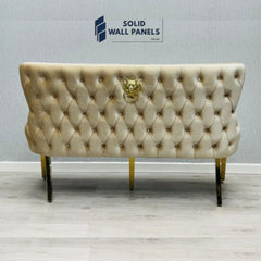 Victoria Luxury Bench – Premium Velvet with Gold | Solid Wall Panels