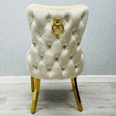 Victoria Velvet Ring Knocker Dining Chairs – Set of 2 | Available in 3 colours