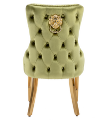 Victoria Velvet Lion Knocker Dining Chairs – Set of 2 (6 Colours Available)