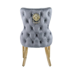 Victoria Velvet Lion Knocker Dining Chairs – Set of 2 (6 Colours Available)