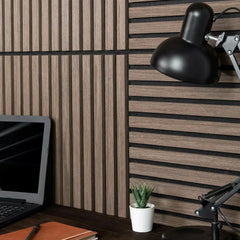 Square Acoustic Wood Wall Panels - Walnut 60cm x 60cm (4 Pieces) | Fast UK Delivery