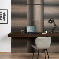 Square Acoustic Wood Wall Panels - Walnut 60cm x 60cm (4 Pieces) | Fast UK Delivery