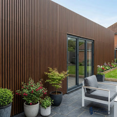 Walnut Wood Effect PVC Outdoor Wall Panels | 240cm x 30cm (8 Panels per pack)