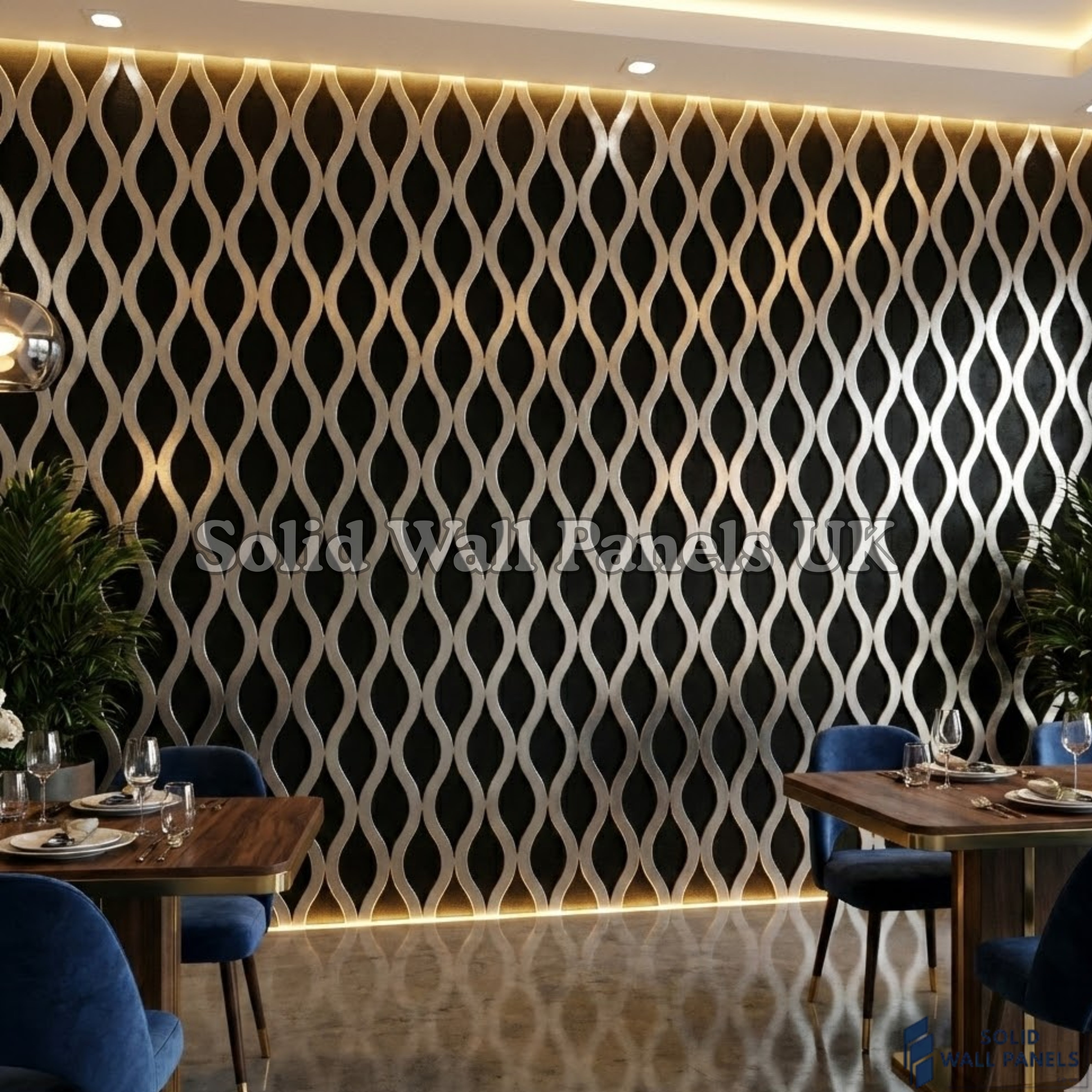 Wave Pattern Acoustic Wall Panel - Grey (60 × 240 cm) | Solid Wall Panels UK